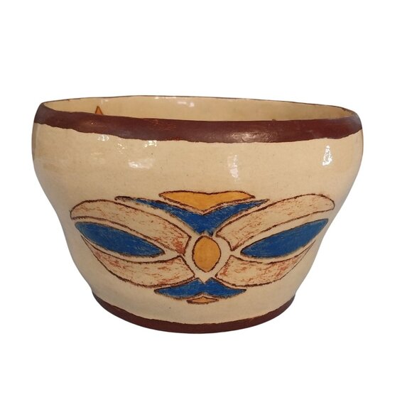 1930s Abstract Ware Mixing Bowl Handmade Hand Painted Signed FM March 1930 - Picture 2 of 10